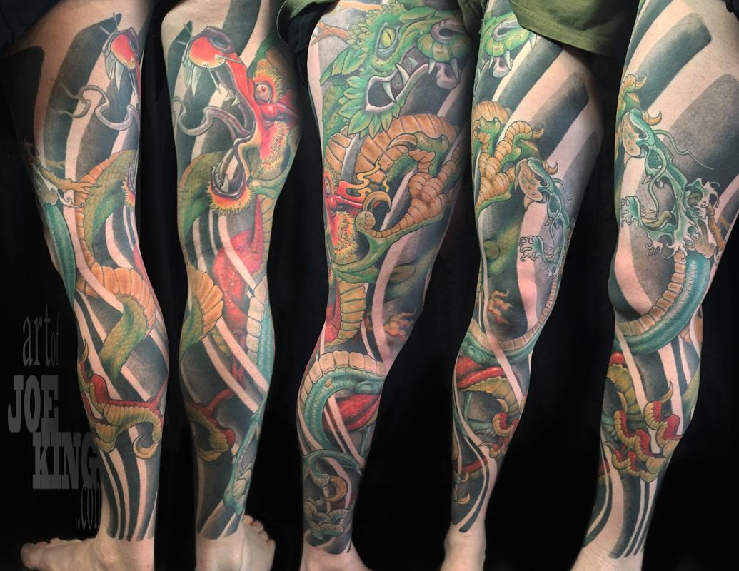 Earth, Fire ,and Water Dragons by Joe King TattooNOW